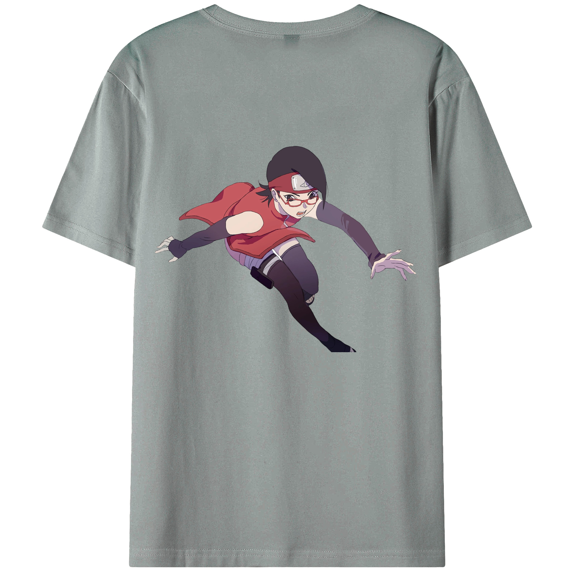 （画像用） NARUTO -ナルト- うちは サラダ Uchiha Sarada 綿100％ メンズ半袖Tシャツ（バックプリント） 通気性